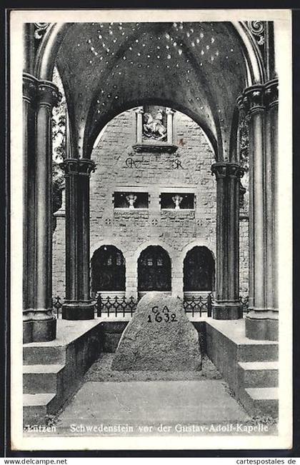 AK Lützen, Schwedenstein vor der Gustav-Adolf-Kapelle
