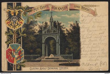 Lützen, Gustav Adolf Denkmal, mailed 1905