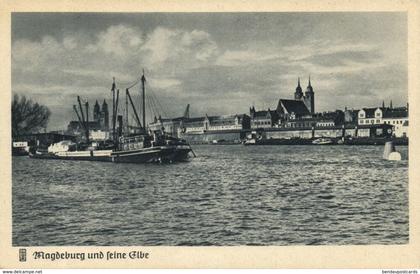MAGDEBURG, Stadt und seine Elbe (1930s) AK