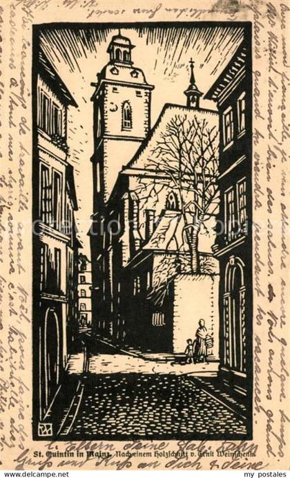 Mainz Rhein St. Quintin Holzschnitt