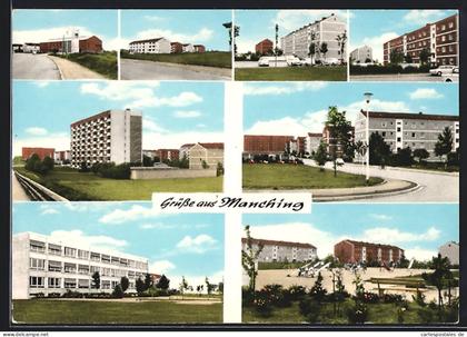 AK Manching, Moderne Wohnbauten, Spielplatz, Strassenpartie