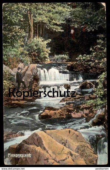 ALTE POSTKARTE MANDERSCHEID EIFEL HORNGRABEN WASSERFALL bei Wittlich Feldpost 1915 waterfall postcard Ansichtskarte cpa