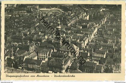 Mannheim - Konkordienkirche - Foto-Ansichtskarte - Flugzeugaufnahme - Verlag Badisch-Pfälzische Flugbetrieb AG Mannheim