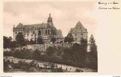 MARBURG  LAHN Schloss Marburg-Schloss Suedseite Burgmauer Kirche Tuerme Huegel