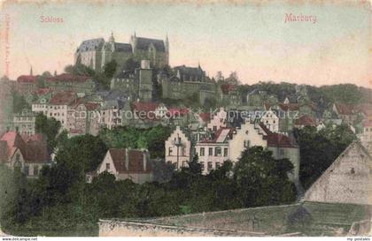 MARBURG  LAHN Schloss-Marburg Stadtpanorama Altstadt Daecher Burganlage Baeume H