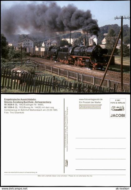 Ansichtskarte Markersbach-Raschau-Markersbach Dampflokomotive Bahnhof 1999