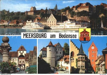 Meersburg Bodensee Teilansicht Faehre Stadttor Meersburg Erker