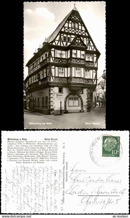 Ansichtskarte Miltenberg (Main) Hotel Riesen, Fachwerkhaus 1957