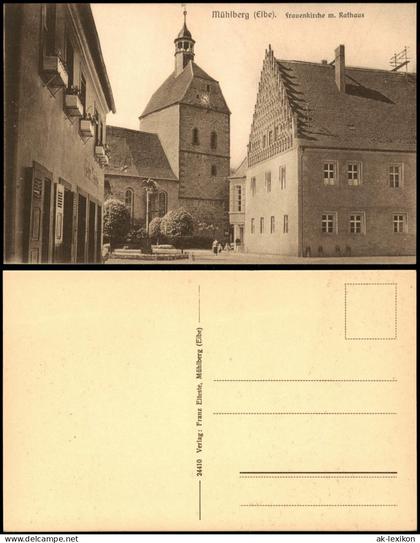 Ansichtskarte Mühlberg/Elbe Miłota Frauenkirche m. Rathaus 1922