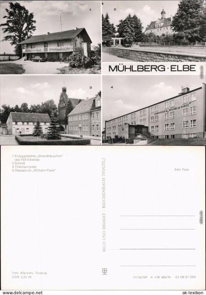 Mühlberg Elbe Miłota Klubgaststätte, Schloss, Thälmannplatz, Oberschule 1979