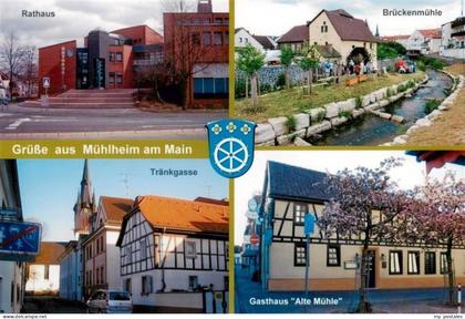 Muehlheim Main Rathaus Brueckenmuehle Traenkgasse Gasthaus-Alte-Muehle Fachwerkh