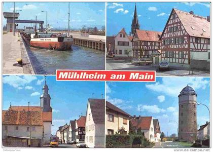 MUELHEIM Mülheim am Main Hessen : Schleuse Pfarrgasse Dietescheim Wasserturm ( peniche )