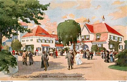 Muenchen Bayern Ausstellung Muenchen 1908 Eingang zum Vergnuengungspark Kuenstle