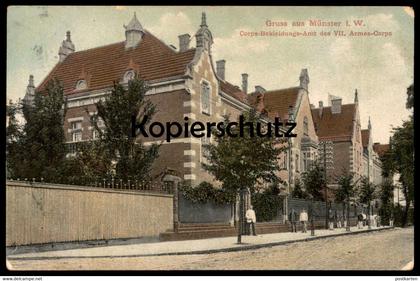 ALTE POSTKARTE GRUSS AUS MÜNSTER i. W. CORPS-BEKLEIDUNGS-AMT DES VII. ARMEE-CORPS Bekleidungsamt Ansichtskarte AK cpa