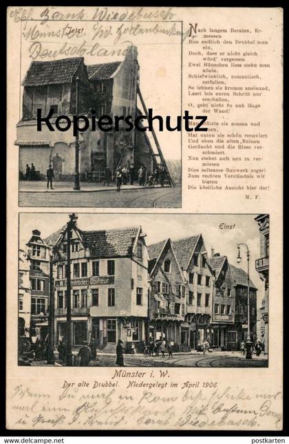 ALTE POSTKARTE MÜNSTER WESTFALEN ABBRUCH DES DRUBBEL APRIL 1906 A. Lobenstein cpa postcard AK Ansichtskarte Muenster