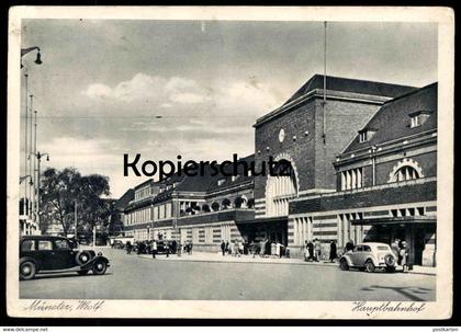 ALTE POSTKARTE MÜNSTER WESTFALEN HAUPTBAHNHOF OLDTIMER station gare Bahnhof cpa AK Ansichtskarte postcard