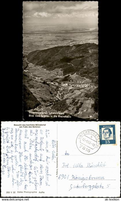 Ansichtskarte Münstertal/Schwarzwald Untermünstertal Schwarzwald 1963