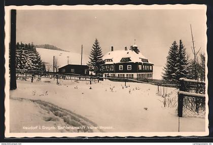 AK Neudorf i. Erzgeb., Bethlehemsstift Vierenstrasse im Schnee