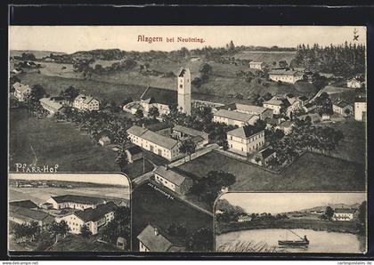 AK Alzgern b. Neuötting, Pfarrhof, Teichpartie, Teilansicht aus der Vogelschau