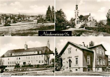 Niederwiesa Sachsen Kirche Rathaus Polytechnische-Oberschule Teilansicht Dorf Ba