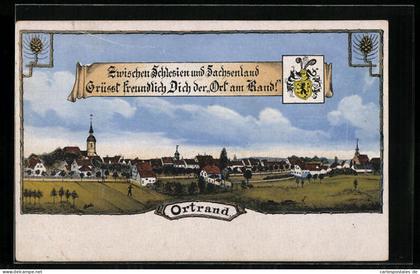 Künstler-AK Ortrand, Teilansicht