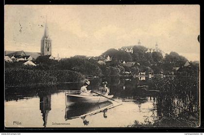 AK Plön, Schwanensee mit Schloss