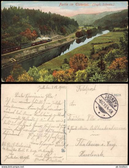 Ansichtskarte Jocketa-Pöhl Bahnstrecke Dampflokomotive 1915