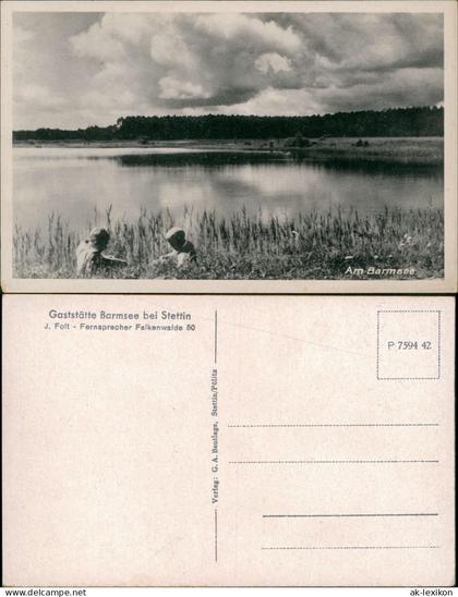Postcard Falkenwalde (bei Stettin Pommern) Falkenwalde Am Barmsee 1937  Pommern