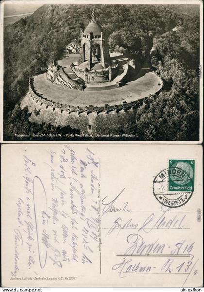 Porta Westfalica Kaiser-Wilhelm-Denkmal - Porta Westfalica - Luftbild 1934