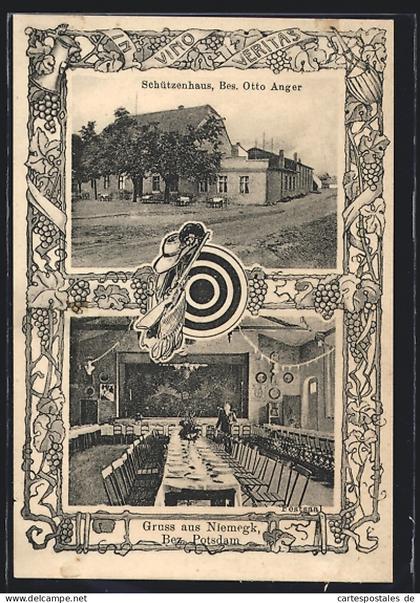 AK Niemegk /Bez. Potsdam, Gasthaus Schützenhaus von Otto Anger, Festsaal