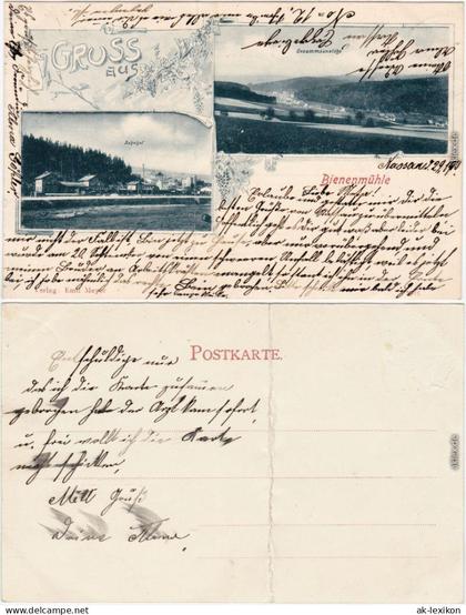 Ansichtskarte Rechenberg-Bienenmühle 2 Bild: Bahnhof und Totale 1906