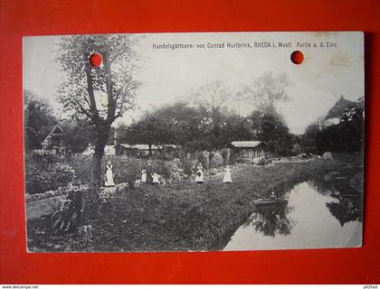 alte AK Rheda-Wiedenbrück , Rheda , gelaufen 1910 , Gärtnerei Hurlbrink , nach Spenge , Johannes Weber !!!