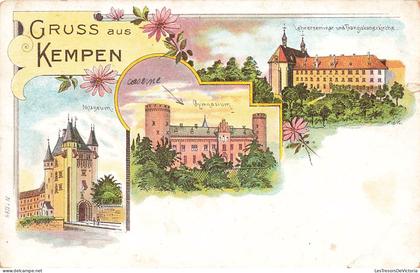 [-50%] CPA - Allemagne - Gruss Aus Kempen - Publicité - Tourisme - Coloré - Oblitéré Borgworm 1919 - Précurseur