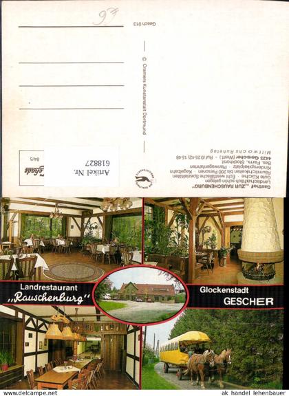 618827,Mehrbild Ak Gescher Westfalen Gasthof Zur Rauschenburg Pferdewagen Pferde