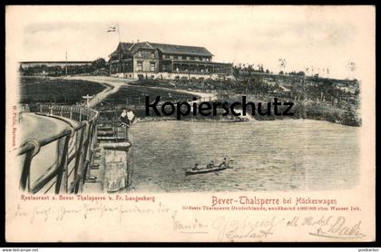ALTE POSTKARTE BEVER-THALSPERRE BEI HÜCKESWAGEN RELIEF BEVERTALSPERRE RESTAURANT Prägekarte postcard Ansichtskarte cpa