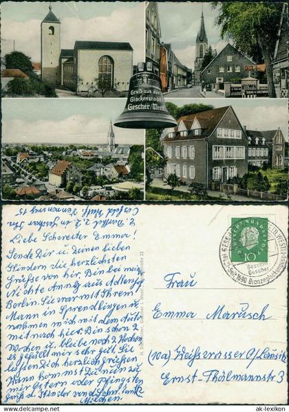 Ansichtskarte Gescher 4 Bild Kirche Straße Stadt 1960