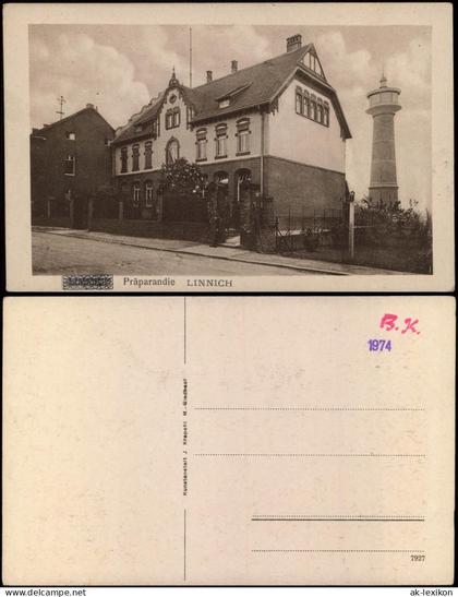 Ansichtskarte Linnich Präparandie Wasserturm 1918