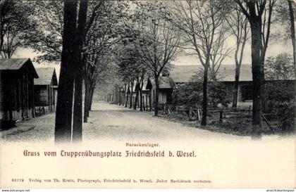 CPA Friedrichsfeld Voerde am Niederrhein, Truppenübungsplatz, Barackenlager
