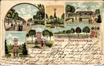 Lithographie Friedrichsfeld Voerde am Niederrhein, Wilhelmstraße, Denkmäler