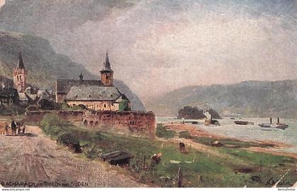 Ansichtskarte Bacharach Rhein Panorama Kuenstlerkarte Kat. Bacharach
