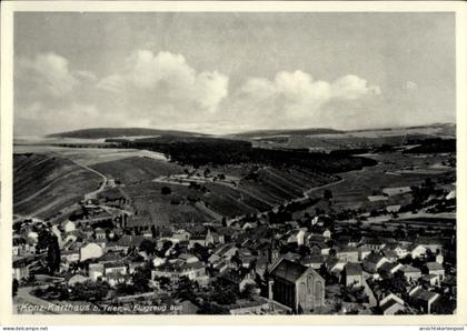 CPA Konz an der Mosel, Luftaufnahme von Konz-Karthaus, Weinberge, Häuser, Wolken