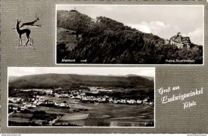 CPA Ludwigswinkel in der Pfalz, Maimont, Ruine Blumenstein, Panorama, Rehe