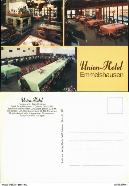 Emmelshausen Union-Hotel Restaurant Café Klinkner MB Innenansichten 1975