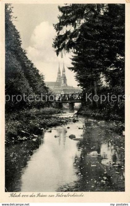 Pruem Eifel Blick von der Pruem zur Salvatorkirche