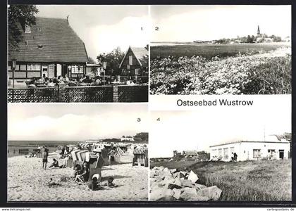 AK Wustrow /Ribnitz-Damgarten, FDGB-Café Sonnenhof, Strand, Fischland-Café