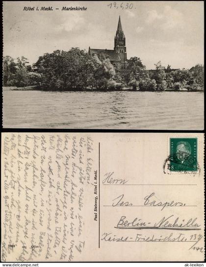 Ansichtskarte Röbel/Müritz St. Marien Kirche 1930