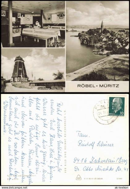 Röbel/Müritz DDR Mehrbildkarte u.a. mit Jugendherberge Philipp Müller 1968