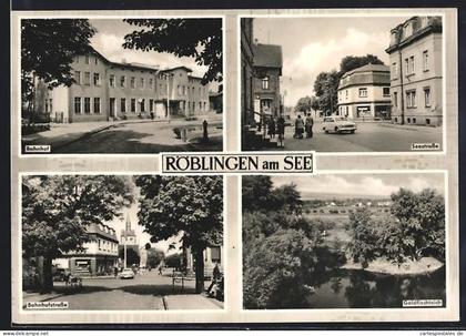 AK Röblingen am See, Bahnhof, Bahnhofstrasse, Goldfischteich