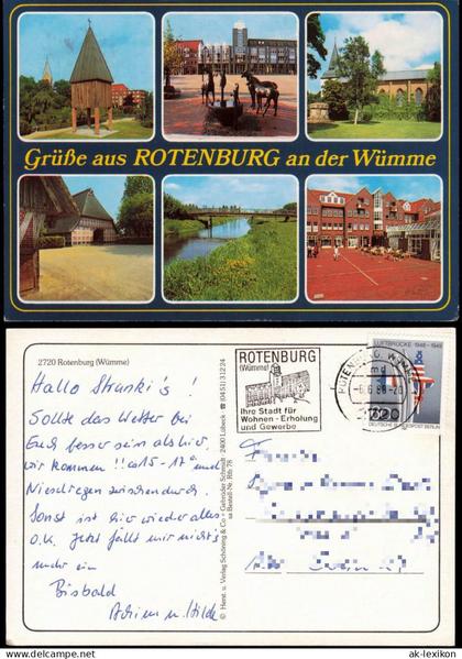 Ansichtskarte Rotenburg (Wümme) Mehrbildkarte mit 6 Ortsansichten 1988