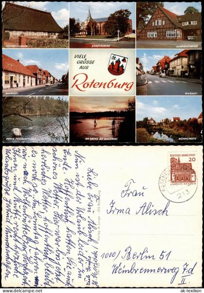 Rotenburg (Wümme) Mehrbildkarte Ortsansichten (alte PLZ 213) 1965